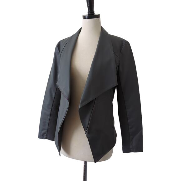 NWT BB Dakota Women's Lander Vegan Leather Gray Jacket XS Knit Undersleeve $104 - Picture 2 of 14